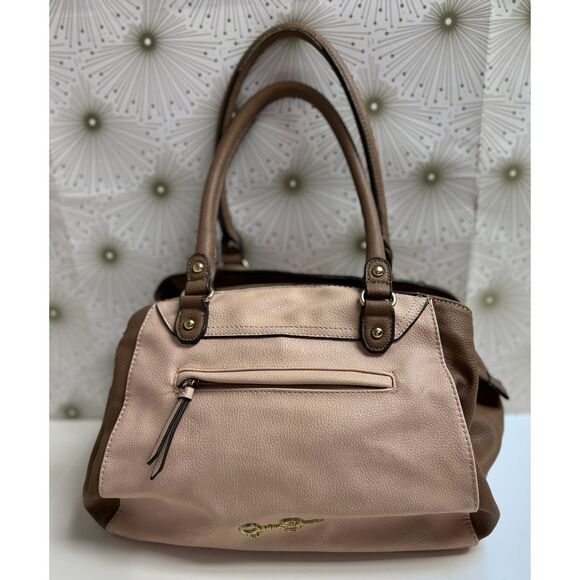 Jessica Simpson dusty pink and brown pebbled vegan leather satchel - Picture 4 of 10